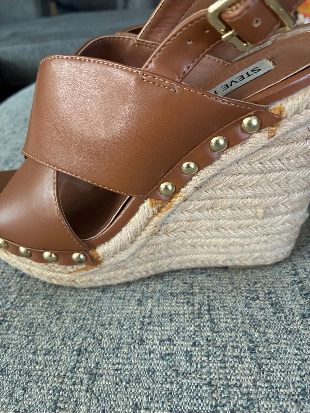 Steve Madden Brown Cross-Strap Espadrille Wedge Sandals